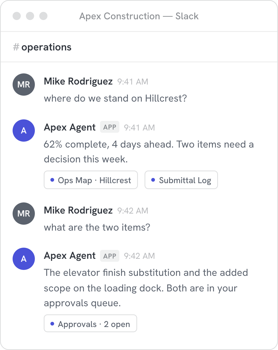 The company agent answering in Slack with citations